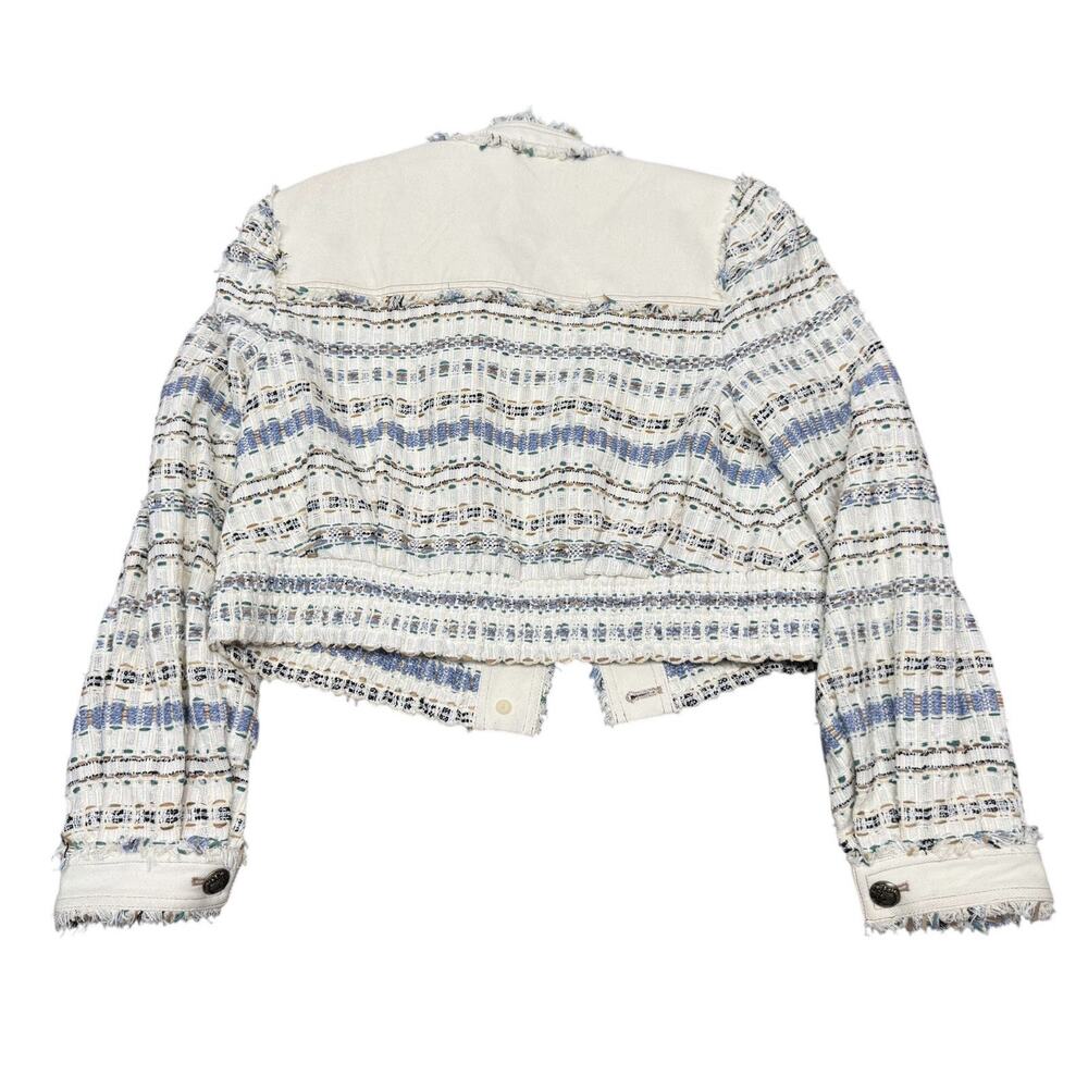 Veronica Beard Darren Tweed Jacket Ecru Multi Fringe Crop Jacket US 12 - Picture 10 of 14